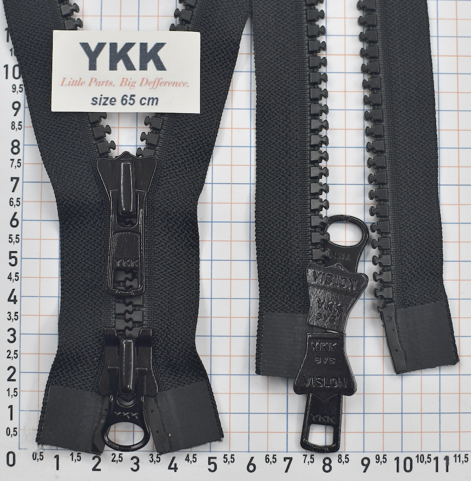 Блискавка трактор №8 YKK Японія 2бег 65см чорна