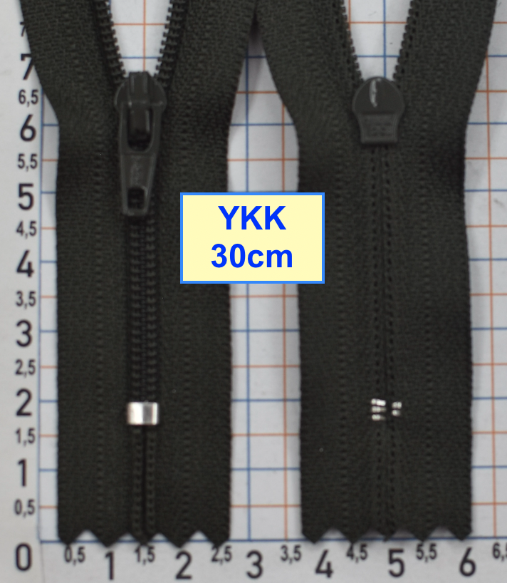 Блискавка 30см спіральна №3 YKK Японія насич т хакі (754)