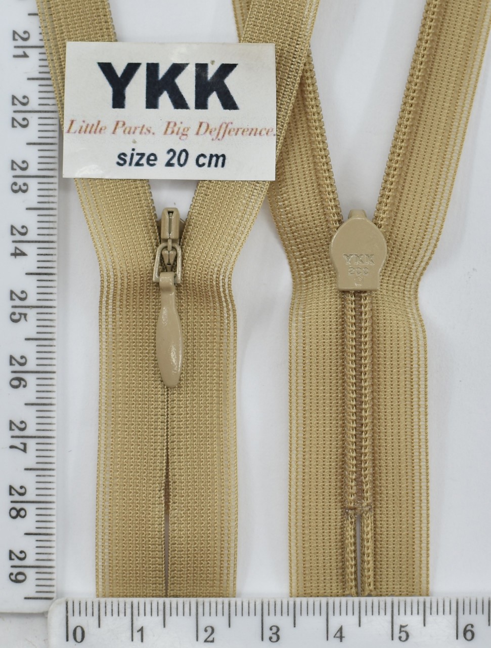 Блискавка спіраль №2 YKK Японія потайна нейлон 20см (893) жовтий-беж