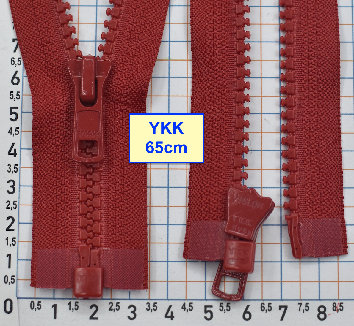 Блискавка трактор № 5 YKK Японія 65см  темно малинов (137)