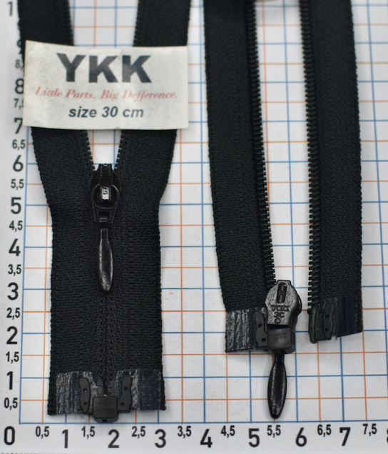 Блискавка 30см спіраль №3 YKK Японія CFOR-36-DAVDR2- E-P12N-REVERSE чорна
