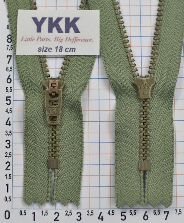 Блискавка метал № 4.5 джинсова антик YKK Японія 18см № 170