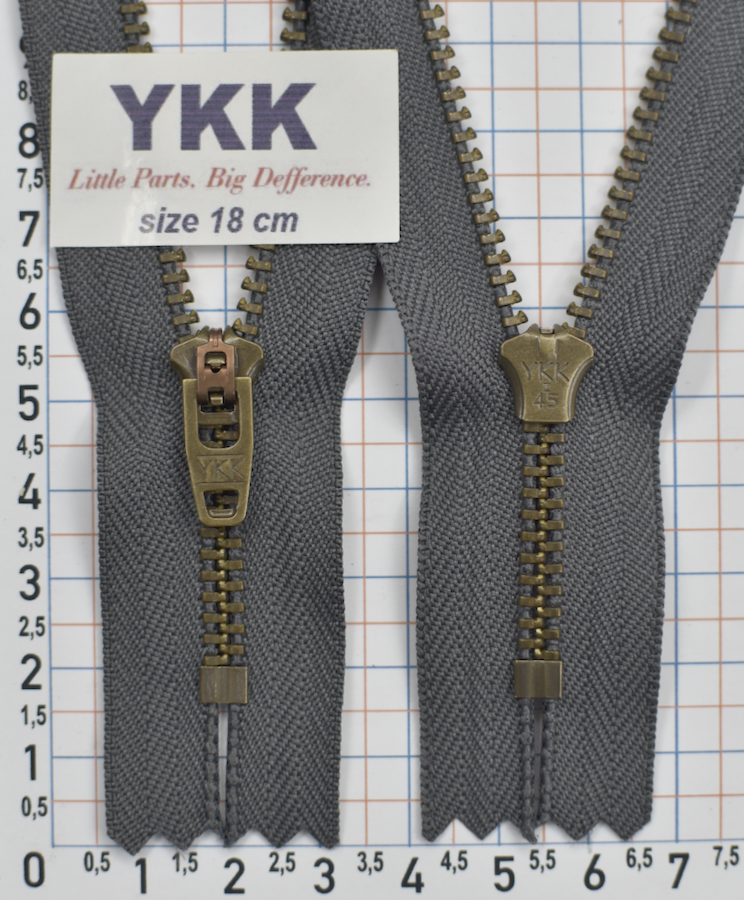 Блискавка метал № 4.5 джинсова антик YKK Японія 18см № 306