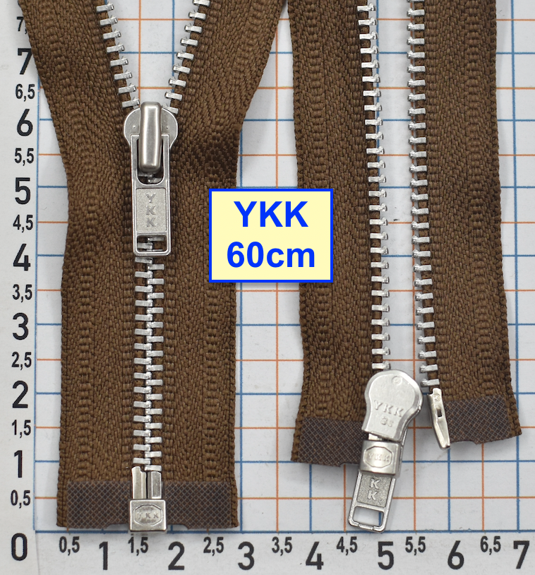 Блискавка 60см метал алюм №3 YKK Японія  блідо коричн гірчичн (609)