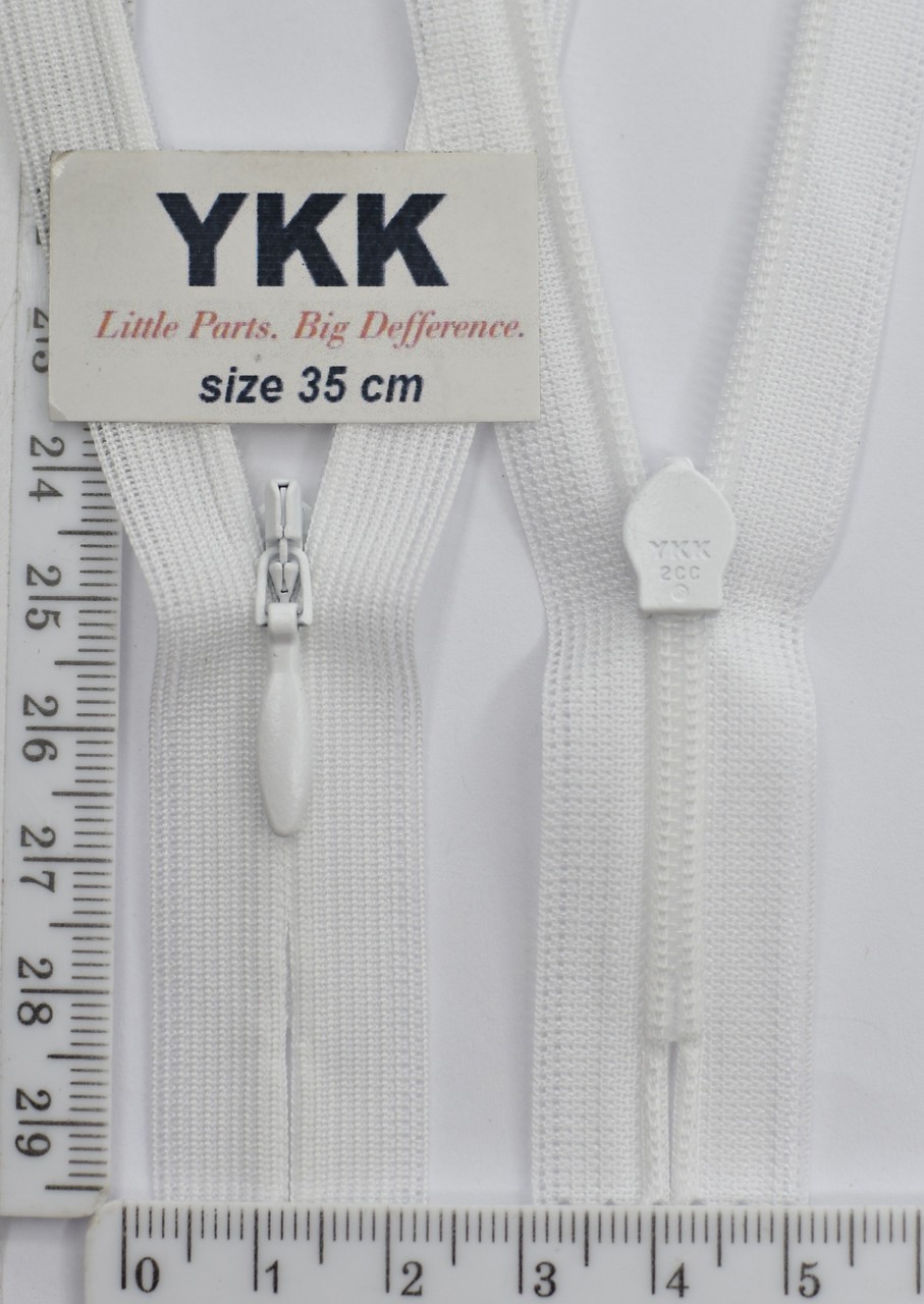 Блискавка спіраль №2 YKK Японія потайна нейлон 35см біла (501)