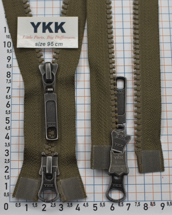 Блискавка 95см трактор 2 бігунка №5 YKK № 242 хакі - каойт