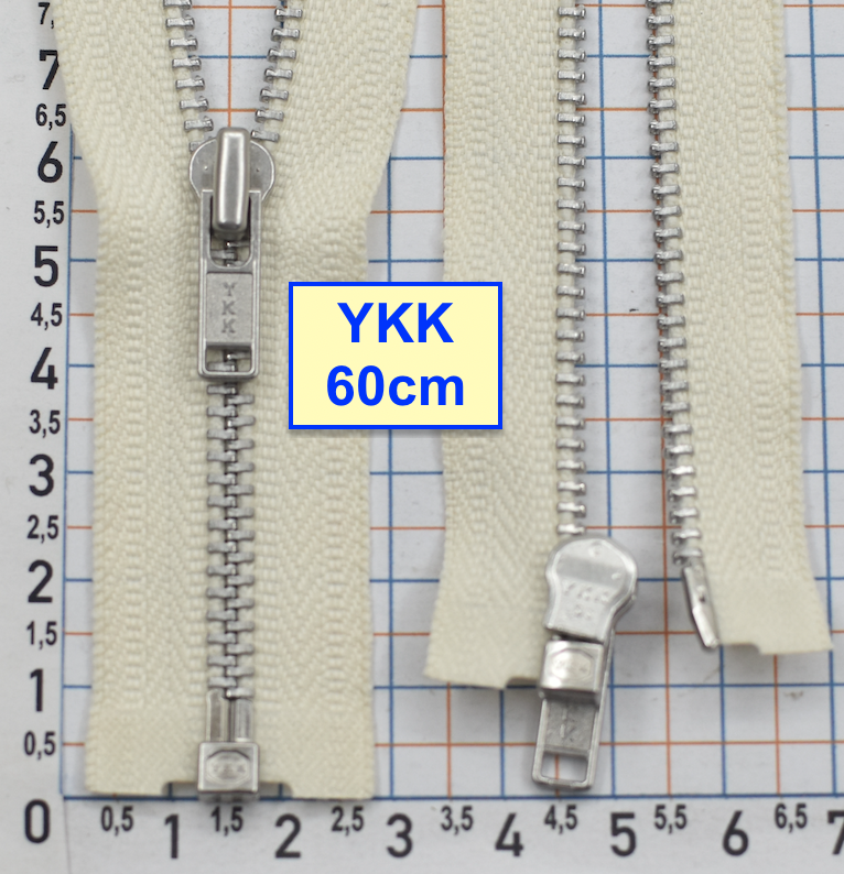 Блискавка 60см метал алюм №3 YKK Японія  блідо бежево молочн (1010)