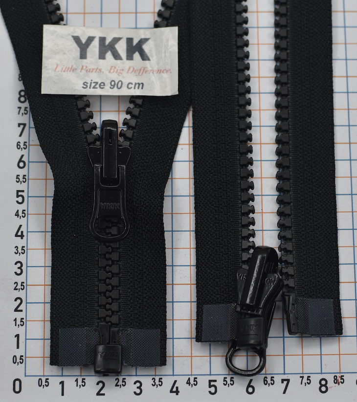 Блискавка 90см трактор двосторонній №5 YKK Японія VSOR-56-DU-E-P14N чорна