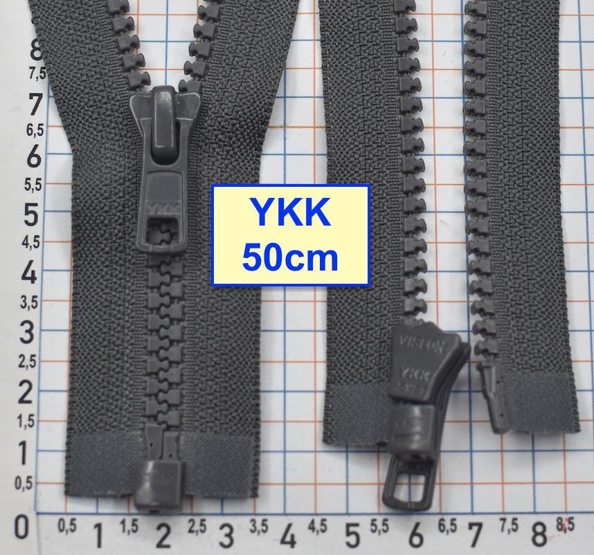 Блискавка трактор № 5 YKK Японія 50см  темно сір (544)