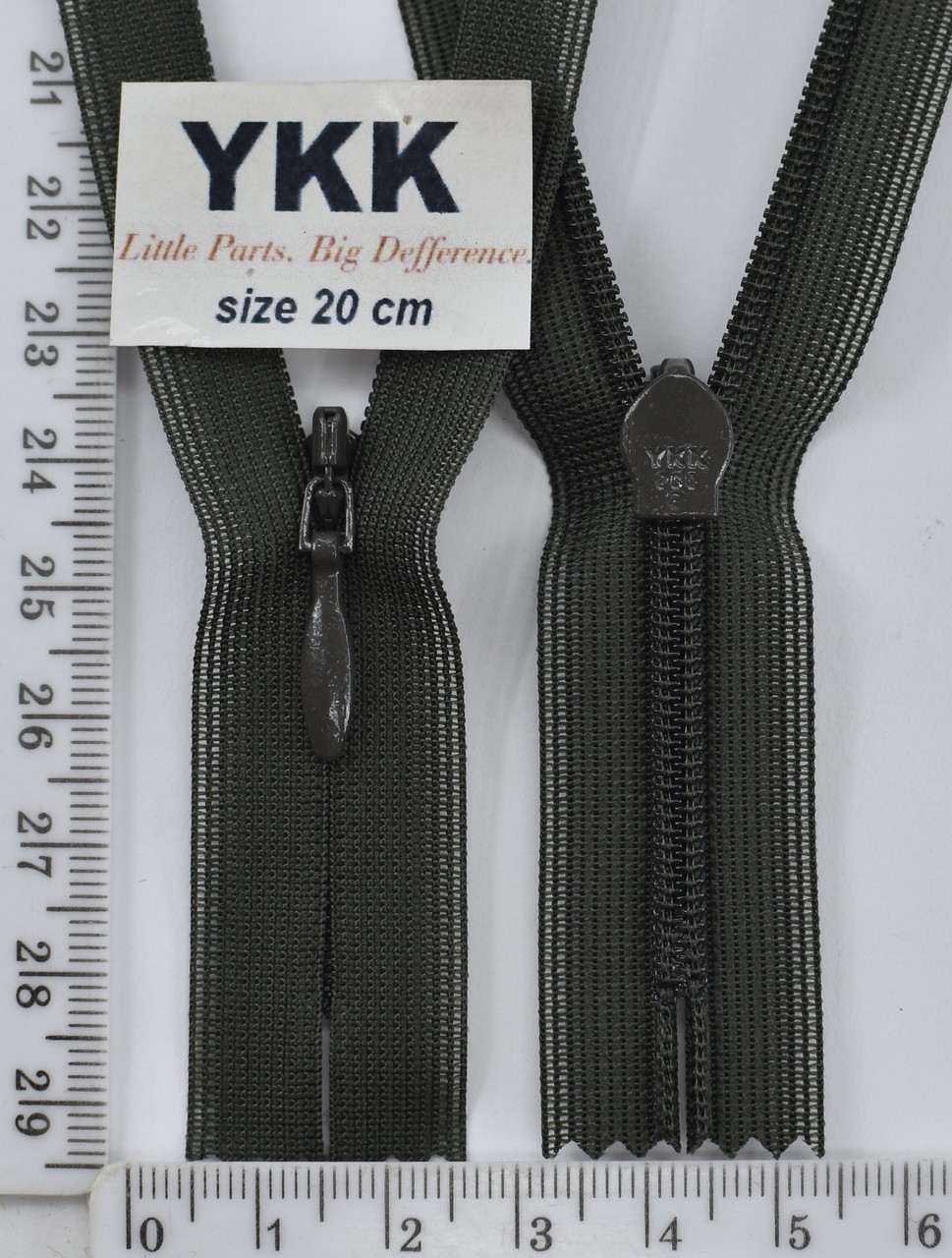 Блискавка спіраль №2 YKK Японія потайна нейлон 20см (077) т хакі
