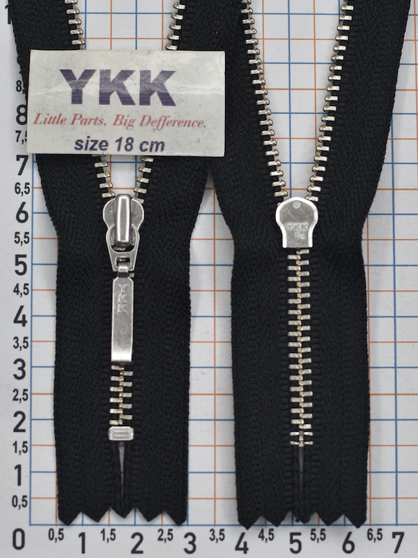 Блискавка 18см метал преміум № 3 YKK Японія YMRNC-36-DADR4- C5-PJR12 чорна