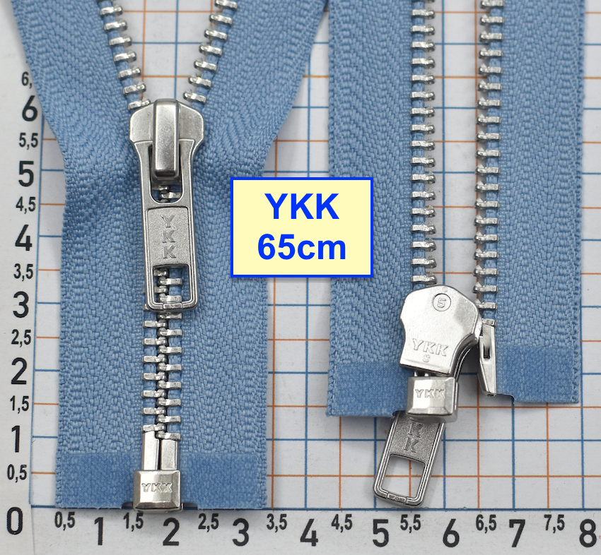 Блискавка 65см метал алюм № 5 YKK Японія  блідо джинсов (255)