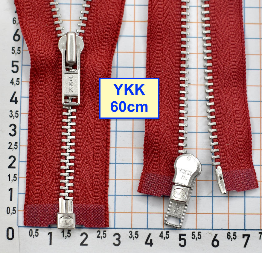 Блискавка 60см метал алюм №3 YKK Японія  темно малинов (137)