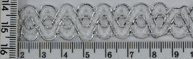 Тасьма парча шир = 1,8см біла-срібло,5м