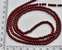 Бусина скло перли Ф 4 мм на волосіні  т червона