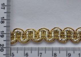 Тесьма парча шир 12мм №9474 біле золото