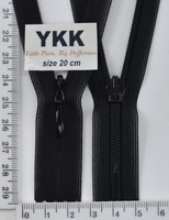 Блискавка 20см спіраль №2 YKK Японія потайна нейлон CHC-26-DA-E-BP12 чорна