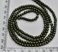 Бусина скло перли Ф 4 мм на волосіні т хакі