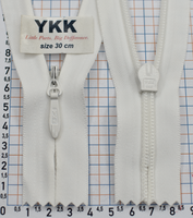 Блискавка 30см №5 YKK Японія потайна бабовна +п/є CHC-56-DADR2-E біла айворі