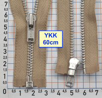Блискавка 60см метал алюм №3 YKK Японія  блідо бежев коричн (661)