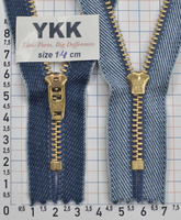 Блискавка метал джинсова золото №4 YKK Японія 14см індиго
