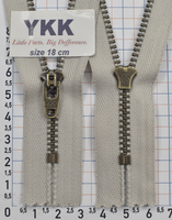 Блискавка метал № 4.5 джинсова антик YKK Японія 18см № 832 св сіра