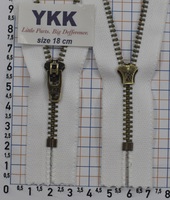 Блискавка метал № 4.5 джинсова антик YKK Японія 18см № 501 біла