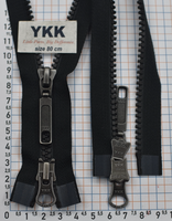 Блискавка 80см трактор 2 бігунка №5 YKK чорна