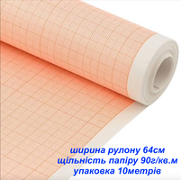 міліметрівка папір 64см 90г/м2 для викрійки помаранчева