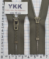 Блискавка метал № 4.5 джинсова антик YKK Японія 18см № 564 беж - хакі