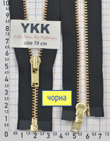 Блискавка метал золото №3 YKK Японія 70см чорна (580)