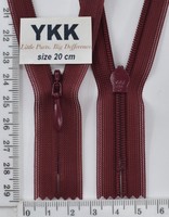 Блискавка спіраль №2 YKK Японія потайна нейлон 20см (527) бордо