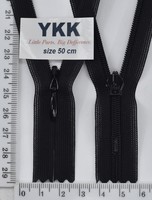 Блискавка спіраль № 2 YKK Японія потайна нейлон 50см № 580 чорна