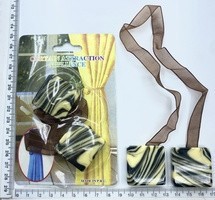 Магніт 3.5 х 3.5 см для штор на органзовій стрічці т коричнева-молочна