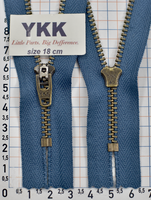 Блискавка метал № 4.5 джинсова антик YKK Японія 18см № 539