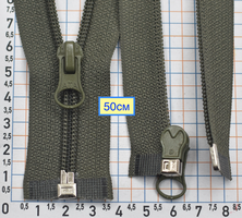 Блискавка 50cm спіральна №7 роз'ємна хакі