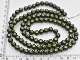 Бусина перли Ф 8мм скло на волосіні т хакі