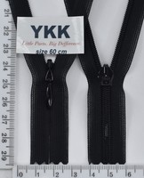 Блискавка 60см  спіраль №2 YKK Японія потайна нейлон чорний (1)