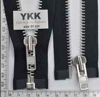 Блискавка метал №8 YKK Японія нікель 80см RGMTHC-86-DA-С5-PE17 чорна