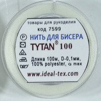 Нитка бісерна посилена тітан100 Польща 100м біла