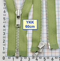 Блискавка 60см метал алюм №3 YKK Японія  оливково фісташков (458)