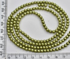 Бусина скло перли Ф 4 мм на волосіні оліва