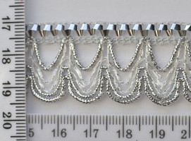 Тесьма парча шир 26мм №11167 срібло