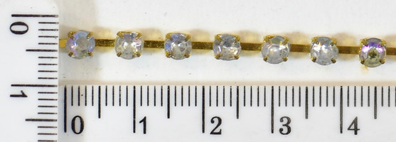 Стрази пластик (ss16 = 4 мм) на жёлезной стрічці Crystal AB уп = 9.2м
