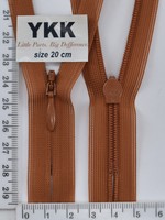 Блискавка спіраль №2 YKK Японія потайна нейлон 20см (102) св коричн