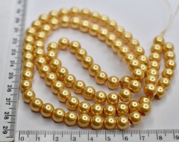 Бусина перли Ф 8мм скло на волосіні т жовта