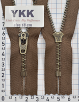 Блискавка метал № 4.5 джинсова антик YKK Японія 18см № 900 св коричн