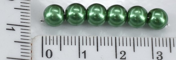 Бусина скло-перли Ф = 6мм на волосіні зел
