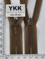 Блискавка спіраль №2 YKK Японія потайна нейлон 20см (161) коричн хакі