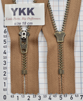 Блискавка метал № 4.5 джинсова антик YKK Японія 18см № 857 рудий
